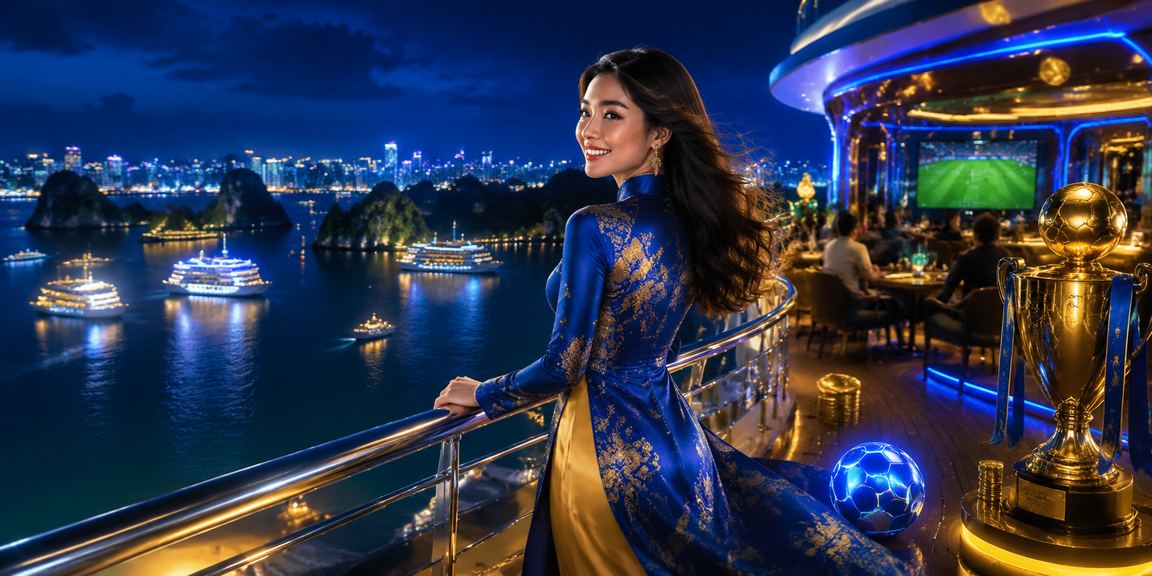 Người phụ nữ mặc áo dài đặt cược casino trực tuyến tại vùng biển Hạ Long